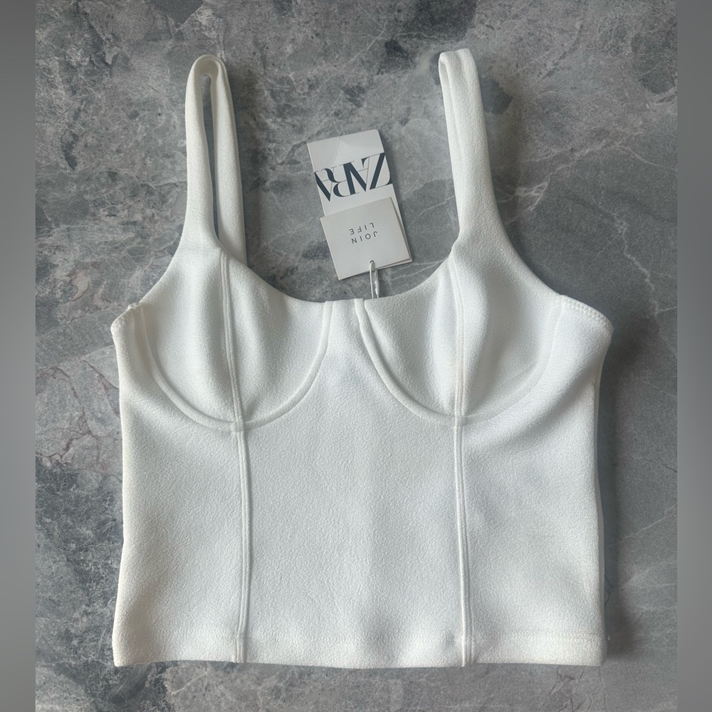 Zara Textured Bustier Crop Top